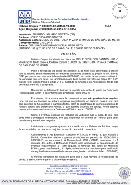 Poder Judiciário do Estado do Rio de Janeiro Habeas Corpus nº