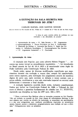 Criminal A extincao da sala secreta nos Tribunais do Juri