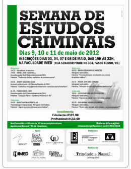 09 de maio 19:15 - Solenidade de abertura 19:45