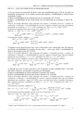 Gabarito da Lista de Exerc&iacute;cios de Probabilidade