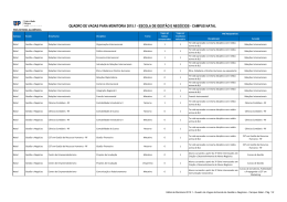 QUADRO DE VAGAS PARA MONITORIA 2015.1 - ESCOLA