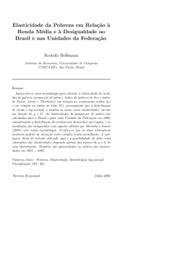 Elasticidade da Pobreza em Rela&ccedil;&tilde;ao `a Renda M&eacute;dia e `a