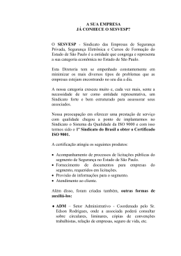 A SUA EMPRESA J&Aacute; CONHECE O SESVESP? O SESVESP