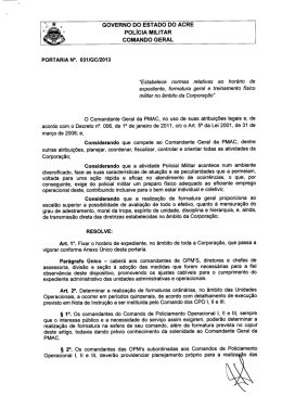 Portaria n&ordm; 031/GC/2013 - Pol&iacute;cia Militar do Estado do Acre