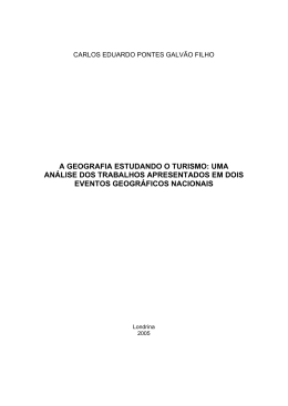 A GEOGRAFIA ESTUDANDO O TURISMO: UMA AN&Aacute;LISE DOS