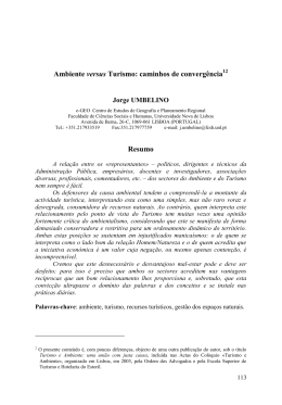 Ambiente versus Turismo: caminhos de converg&ecirc;ncia Resumo