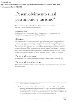 Desenvolvimento rural, patrim&oacute;nio e turismo*