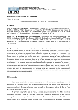 Din&acirc;micas e Configura&ccedil;&otilde;es do Turismo no Litoral do Paran&aacute;