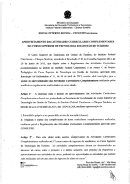 Edital Interno 002- 2014 &ndash; Atividades Complementares CST Gest&atilde;o