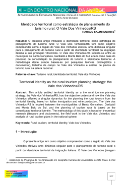 Identidade territorial como estrat&eacute;gia de planejamento do turismo rural
