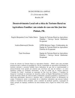 Desenvolvimento Local sob a &oacute;tica do Turismo Rural na