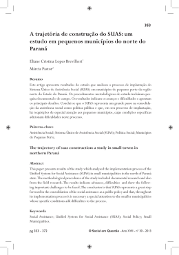A trajet&oacute;ria de constru&ccedil;&atilde;o do SUAS