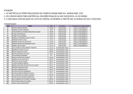 aten&ccedil;&atilde;o 1. as matr&iacute;culas ser&atilde;o realizadas no campus maracan&atilde; (av