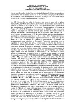 Ata da reuni&atilde;o da Comiss&atilde;o Permanente de Licita&ccedil;&otilde;es P&uacute;blicas