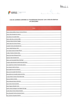 Lista de candidatos admitidos ao Procedimento Concursal com o