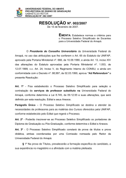 resolu&ccedil;&atilde;o n&ordm;002-2007 - UNIFAP - Universidade Federal do Amap&aacute;