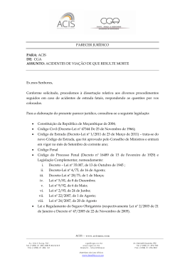 ACIDENTES DE VIA&Ccedil;&Atilde;O DE QUE RESULTE MORTE Ex