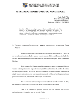 as multas de tr&acirc;nsito e o devido processo de lei