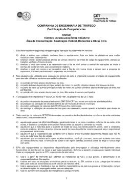 1 COMPANHIA DE ENGENHARIA DE TRÁFEGO Certificação
