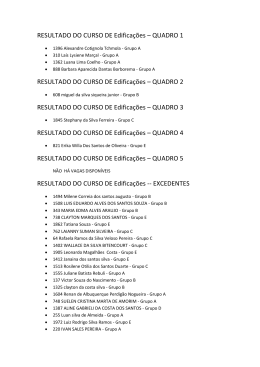 RESULTADO DO CURSO DE Edifica&ccedil;&otilde;es &ndash; QUADRO 1