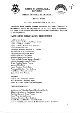 ELEIÇÃO DA ASSEMBLEIA DA - Câmara Municipal de Grândola