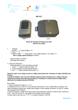 6600-106 C Manual de instruções da fechadura de