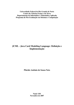 JCML - Java Card Modeling Language: Defini&ccedil;&atilde;o e