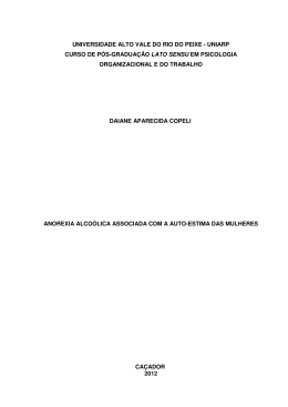 anorexia alco&oacute;lica associada com a auto-estima das