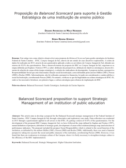 Proposi&ccedil;&atilde;o do Balanced Scorecard para suporte &agrave; Gest&atilde;o