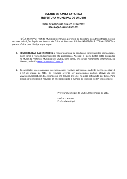 Edital de Homologa&ccedil;&atilde;o das Inscri&ccedil;&otilde;es