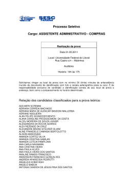 Processo Seletivo Cargo: ASSISTENTE ADMINISTRATIVO