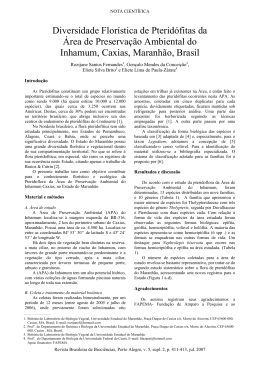 Diversidade Flor&iacute;stica de Pterid&oacute;fitas da &Aacute;rea de Preserva&ccedil;&atilde;o