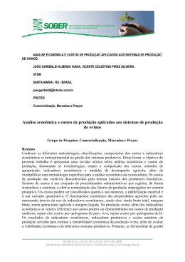 An&aacute;lise econ&ocirc;mica e custos de produ&ccedil;&atilde;o aplicados aos
