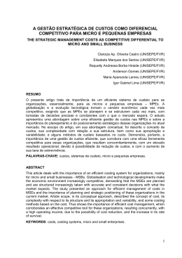 a gest&atilde;o estrat&eacute;gica de custos como diferencial competitivo