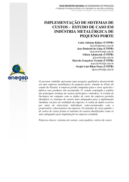 estudo de caso em ind&uacute;stria metal&uacute;rgica de pequeno porte
