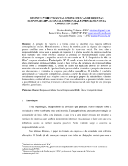 DESENVOLVIMENTO SOCIAL VERSUS GERA&Ccedil;&Atilde;O DE RIQUEZAS