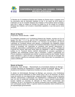 Moções aprovadas na 4ª Conferência Estadual