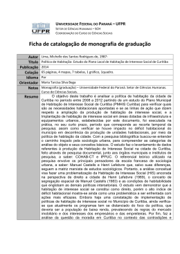 Ficha Catalogr&aacute;fica - Setor de Ci&ecirc;ncias Humanas