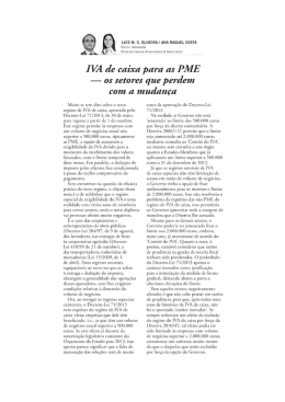 IVA de caixa para as PME - os setores que perdem com a mudança