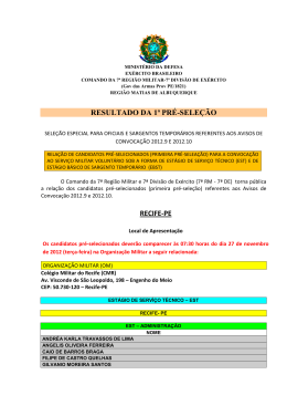 resultado da 1ª pré-seleção recife-pe - 7ª Região Militar