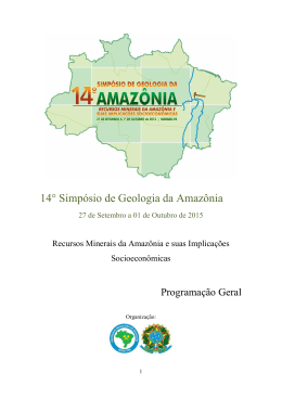 14&deg; Simp&oacute;sio de Geologia da Amaz&ocirc;nia