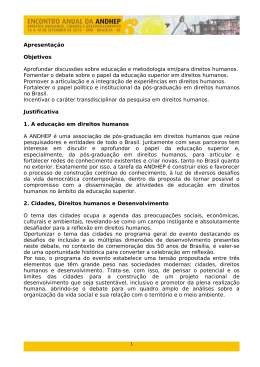 Apresenta&ccedil;&atilde;o Objetivos Aprofundar discuss&otilde;es sobre educa&ccedil;&atilde;o e