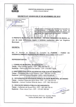 DECRETO Nº 123/2015 DE 27 DE NOVEMBRO DE 2015