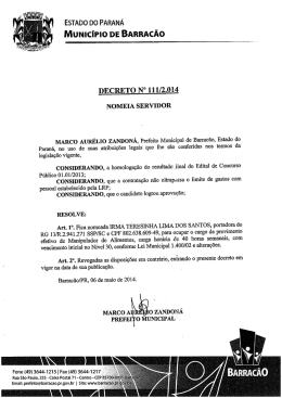 Decreto N&deg; 111-2014 - Prefeitura Municipal de Barrac&atilde;o