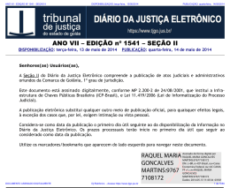 TJ-GO DIÁRIO DA JUSTIÇA ELETRÔNICO - EDIÇÃO 1541