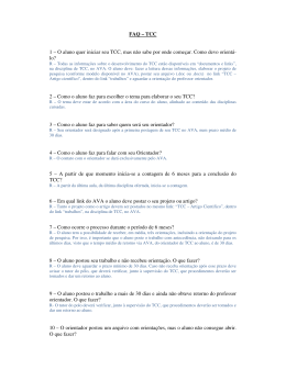 FAQ &ndash; TCC 1 &ndash; O aluno quer iniciar seu TCC, mas n&atilde;o sabe
