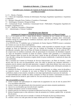 Calendário de Matrícula 2015_1
