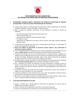 Procedimentos de matr&iacute;cula
