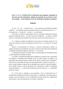 Proc.&ordm; n.&ordm; R. P. 72/2010 SJC-CT Patrim&oacute;nio das funda&ccedil;&otilde;es
