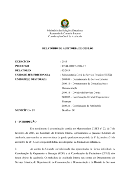 1 Minist&eacute;rio das Rela&ccedil;&otilde;es Exteriores Secretaria de Controle Interno
